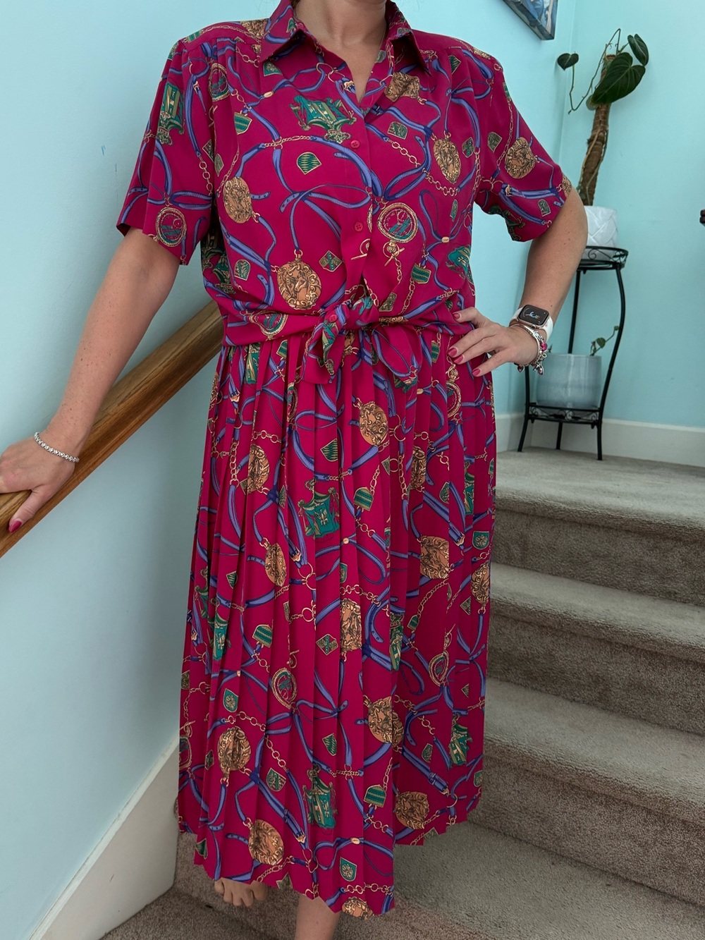 vintage ALFRED DUNNER skirt set horse nautical equestrian chains regal royal